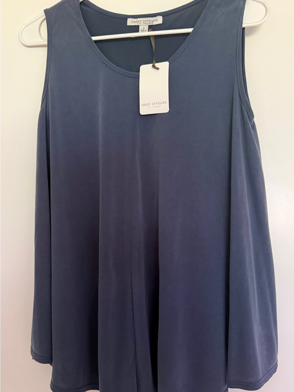 Green Envelope Blue Scoop Neck Swing Tank